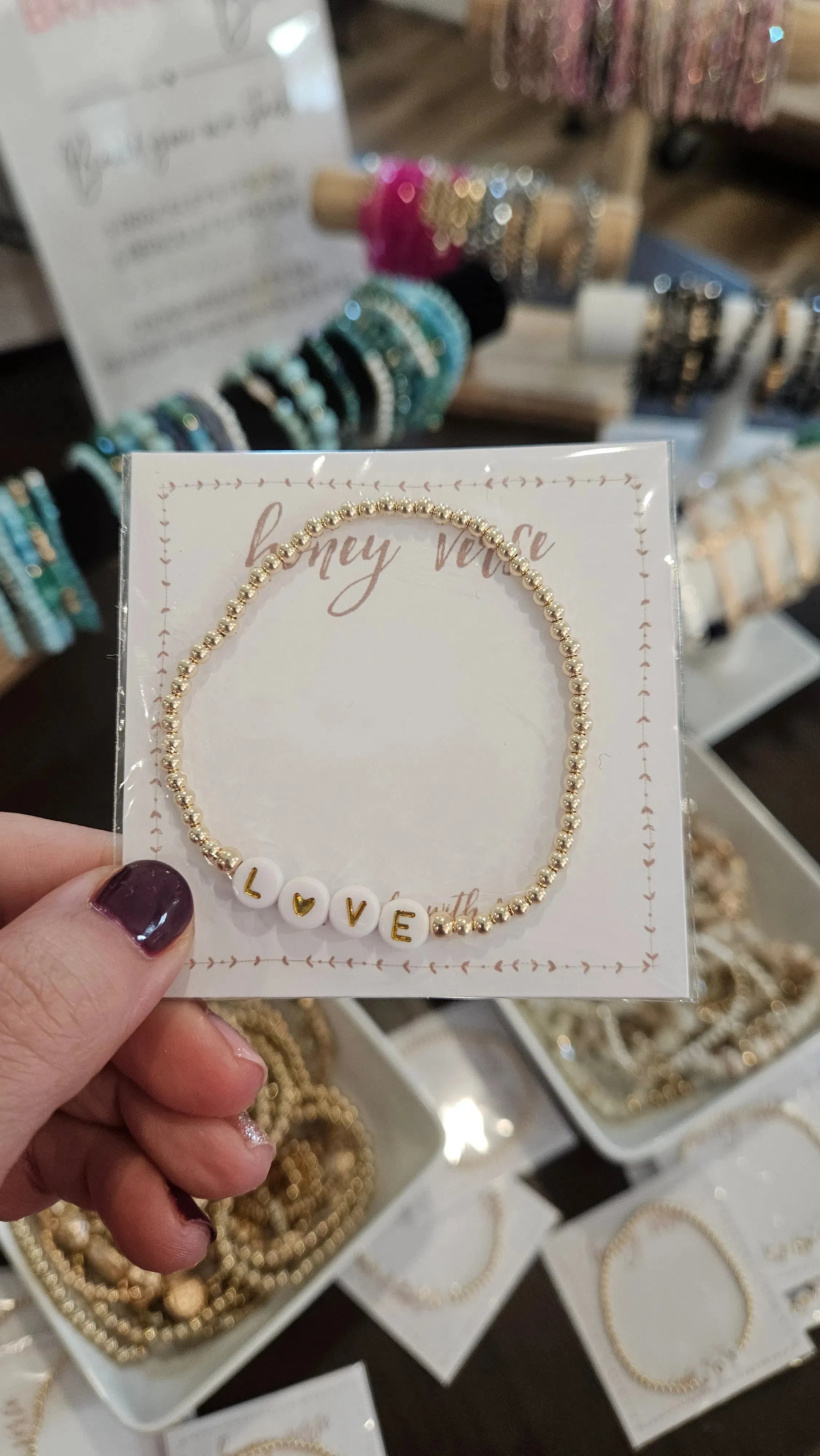 14K Gold-Filled Mantra Bracelet - White with Gold Letters