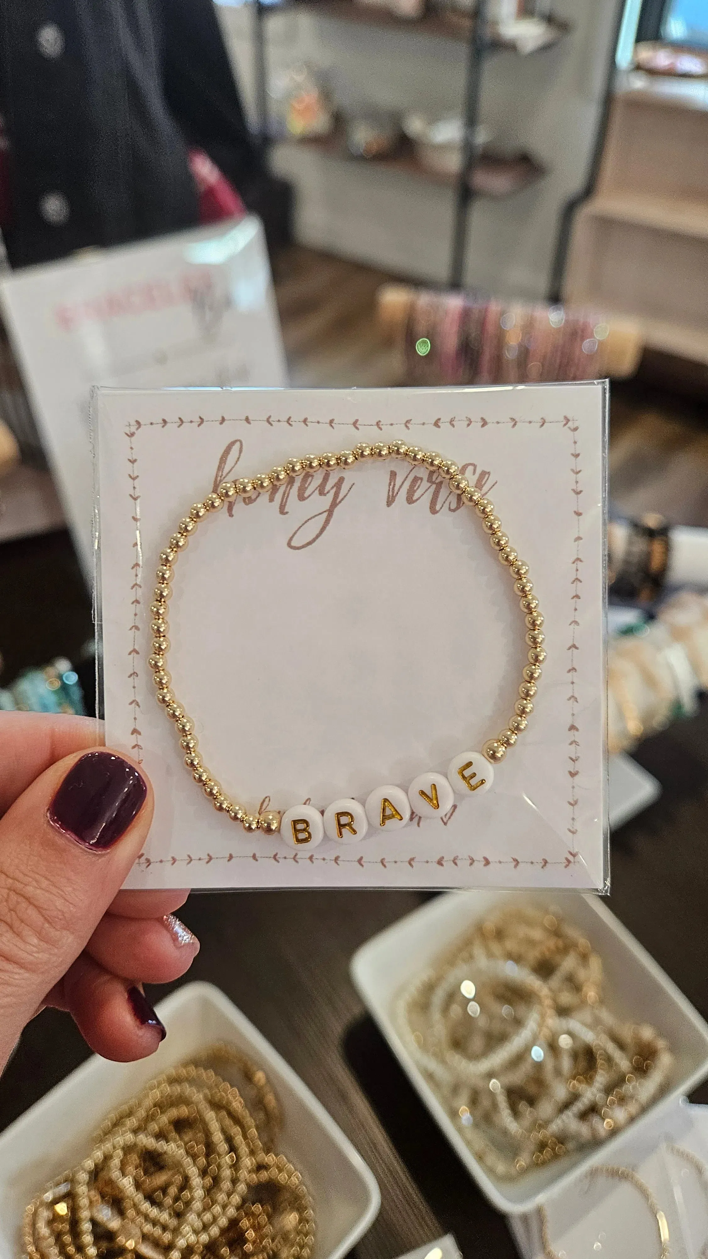 14K Gold-Filled Mantra Bracelet - White with Gold Letters