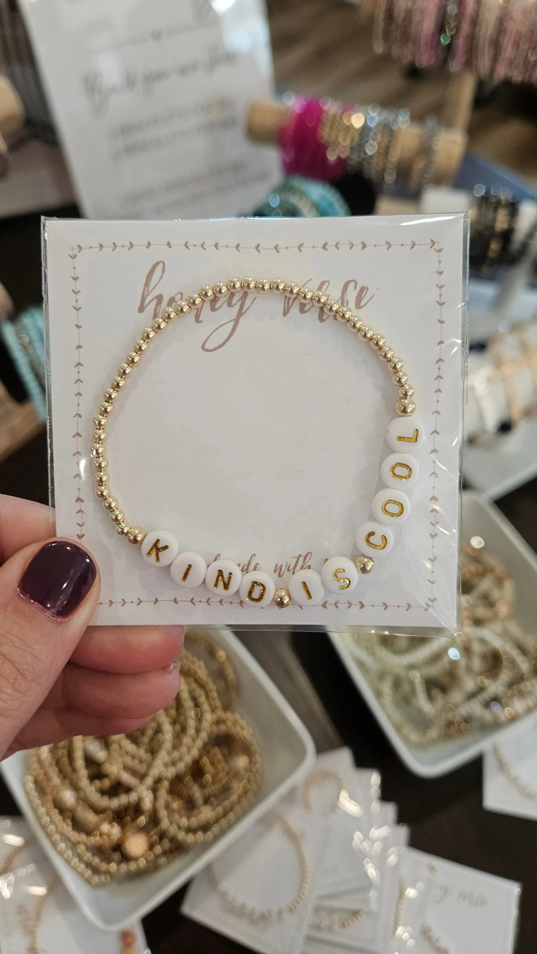 14K Gold-Filled Mantra Bracelet - White with Gold Letters