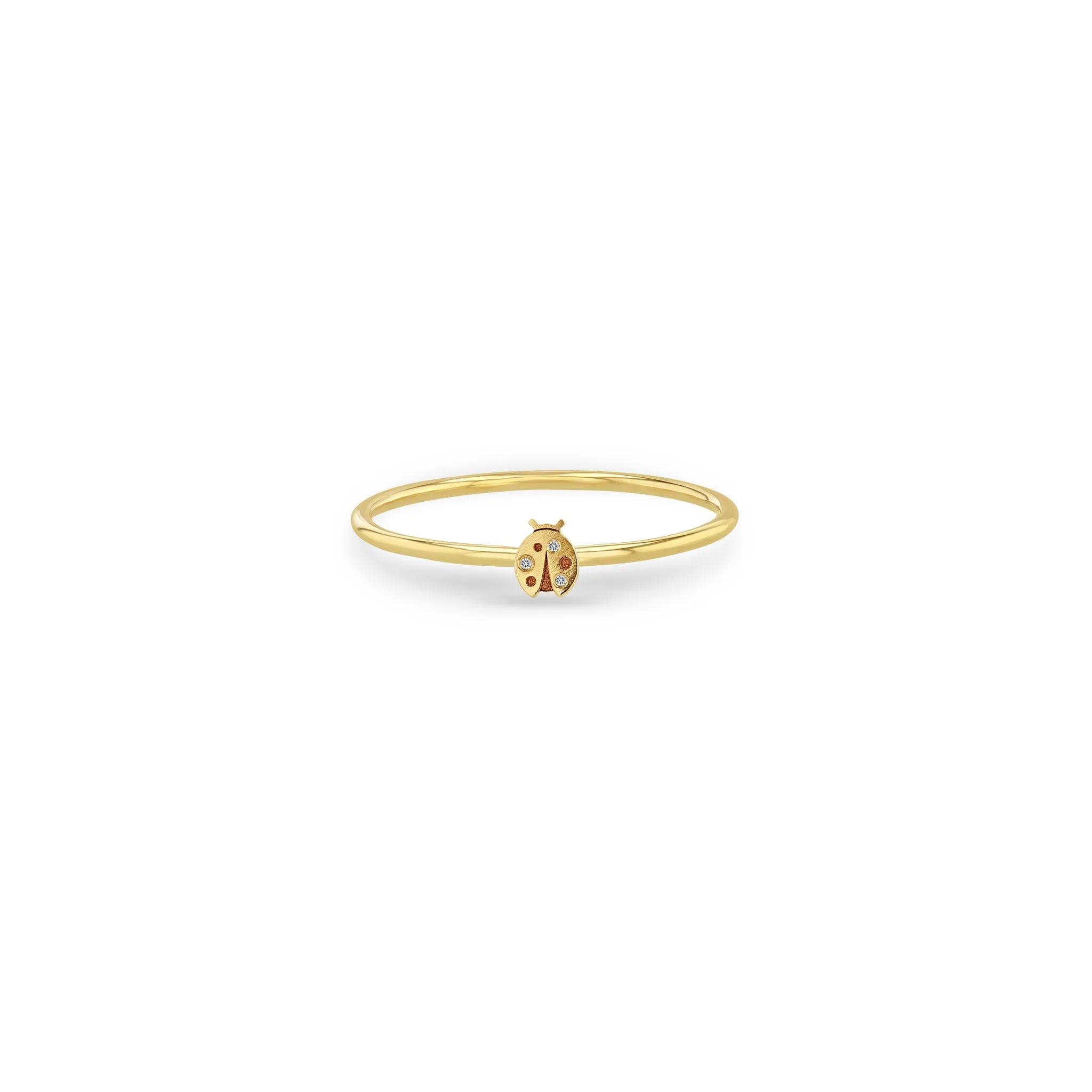 14k Itty Bitty Diamond Ladybug Ring