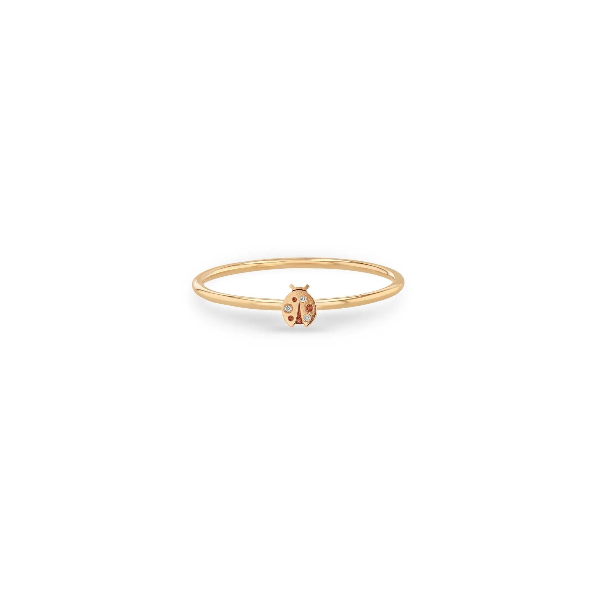 14k Itty Bitty Diamond Ladybug Ring