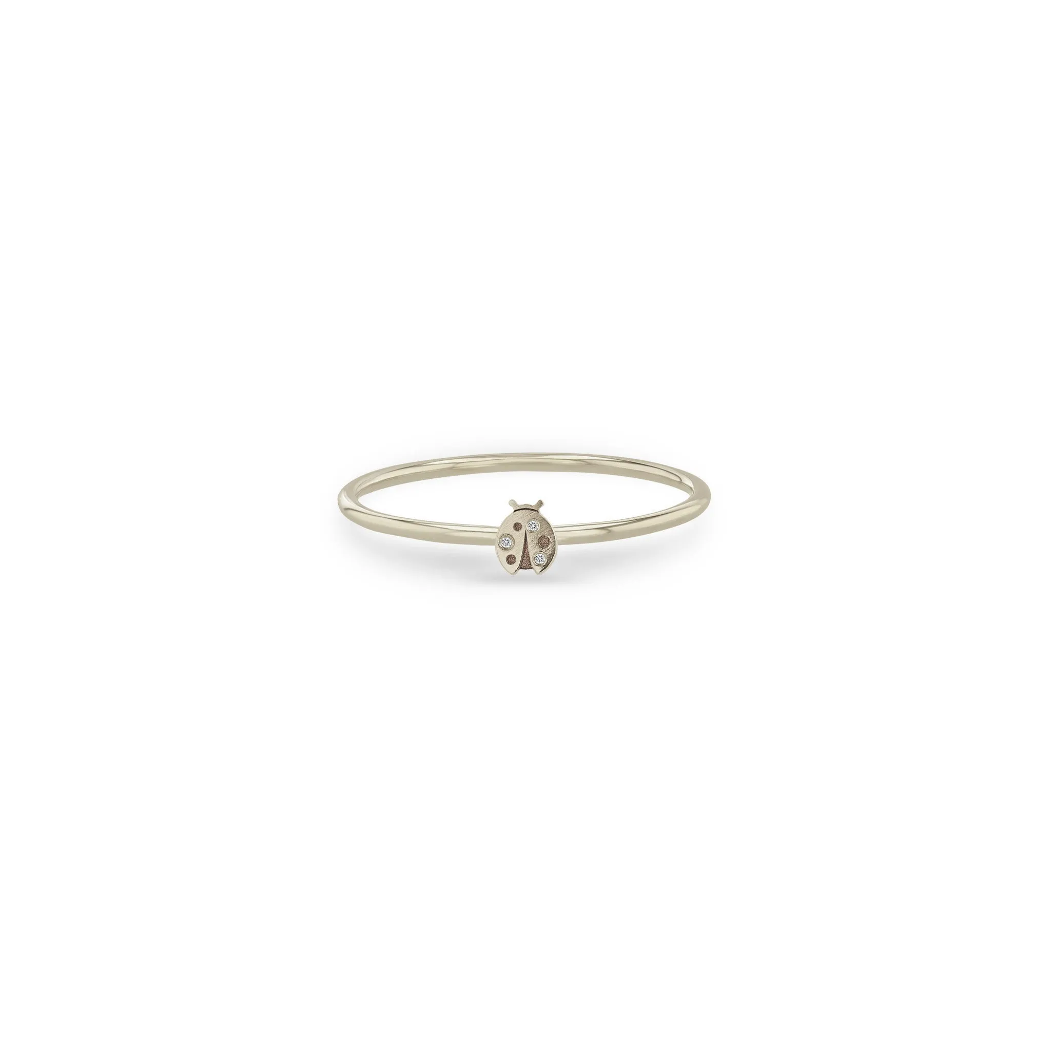 14k Itty Bitty Diamond Ladybug Ring