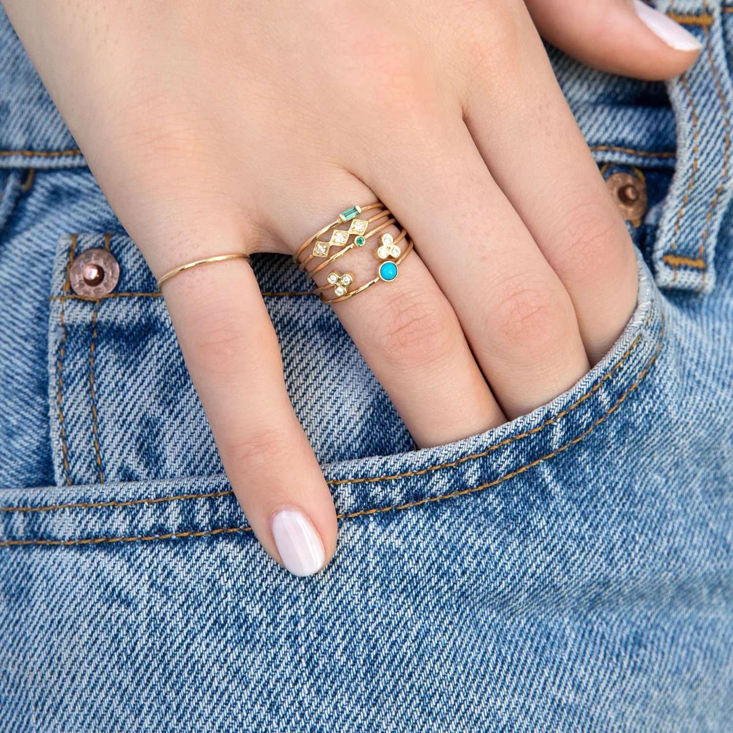 14k Large Turquoise Bezel Ring | December Birthstone