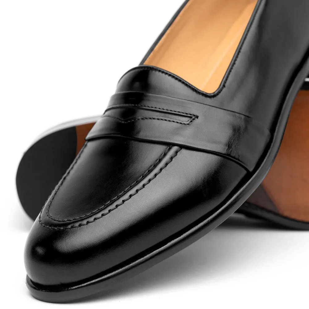 15-203-BLK SAVANNAH Calfskin Penny Loafer, Black