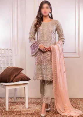 1515 Readymade Grey Pakistani Chiffon Suit