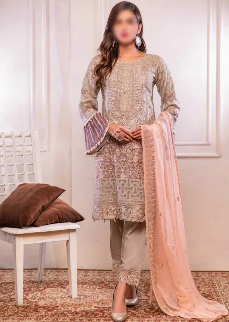 1515 Readymade Grey Pakistani Chiffon Suit