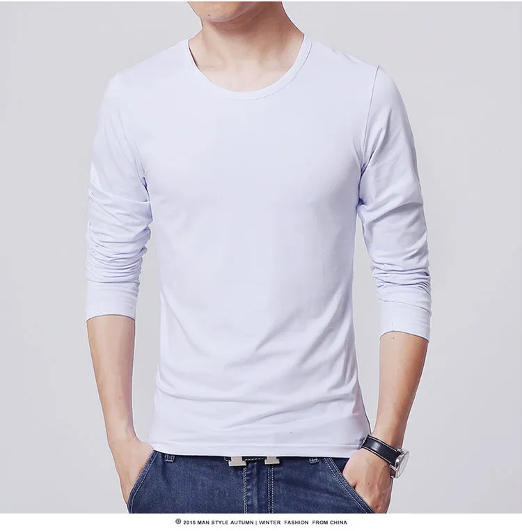 2023 Mrmt New Men'S T-Shirts Long Sleeve Slim Men T-Shirt Young Man Pure Color Tops Tees Shirt O-Nec