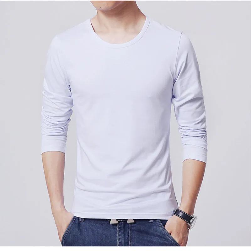 2023 Mrmt New Men'S T-Shirts Long Sleeve Slim Men T-Shirt Young Man Pure Color Tops Tees Shirt O-Nec