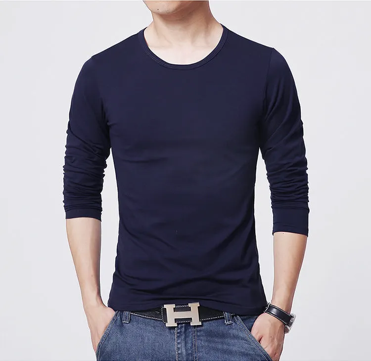 2023 Mrmt New Men'S T-Shirts Long Sleeve Slim Men T-Shirt Young Man Pure Color Tops Tees Shirt O-Nec