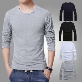 2023 Mrmt New Men'S T-Shirts Long Sleeve Slim Men T-Shirt Young Man Pure Color Tops Tees Shirt O-Nec