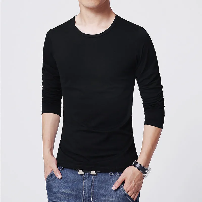 2023 Mrmt New Men'S T-Shirts Long Sleeve Slim Men T-Shirt Young Man Pure Color Tops Tees Shirt O-Nec