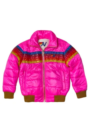 5 STRIPE KIDS TRAVELER JACKET - NEON PINK GLOSSY