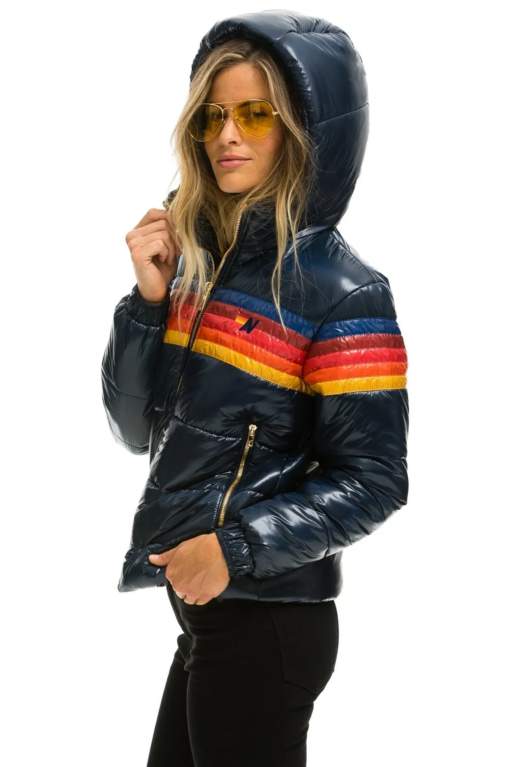 5 STRIPE LUXE TREKKER JACKET - GLOSSY NAVY