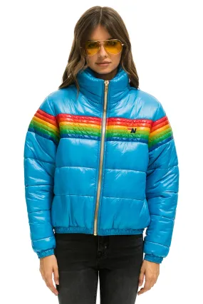 6 STRIPE LUXE APRES PUFFER JACKET - GLOSSY OCEAN