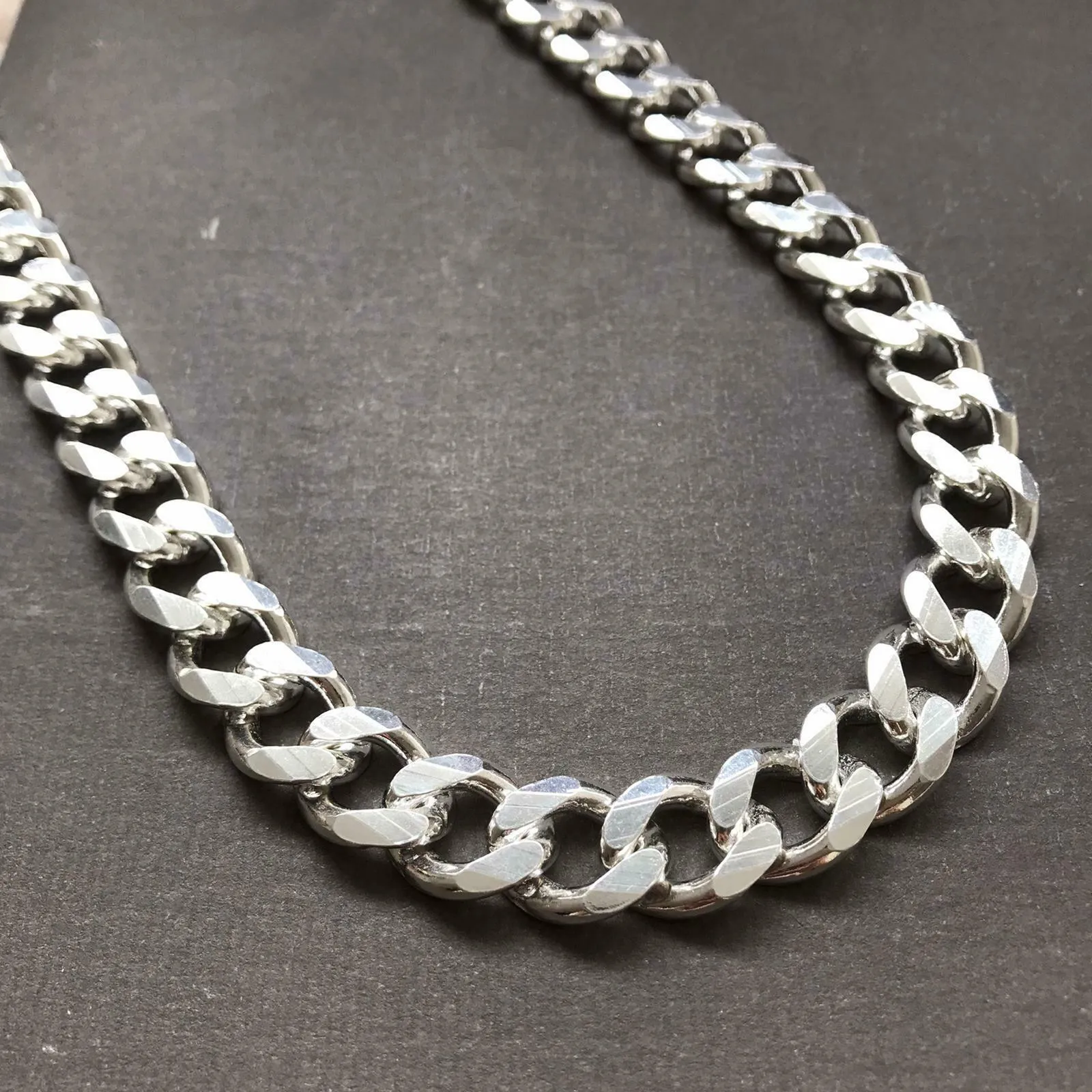 925 Sterling Silver Mens Cuban Tight Curb Link Chain Necklace 14mm 152GR 24 Inch