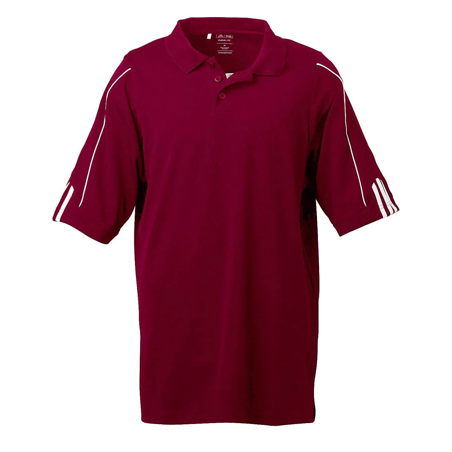 adidas Golf Men's ClimaLite Cardinal Red S/S 3-Stripe Cuff Polo