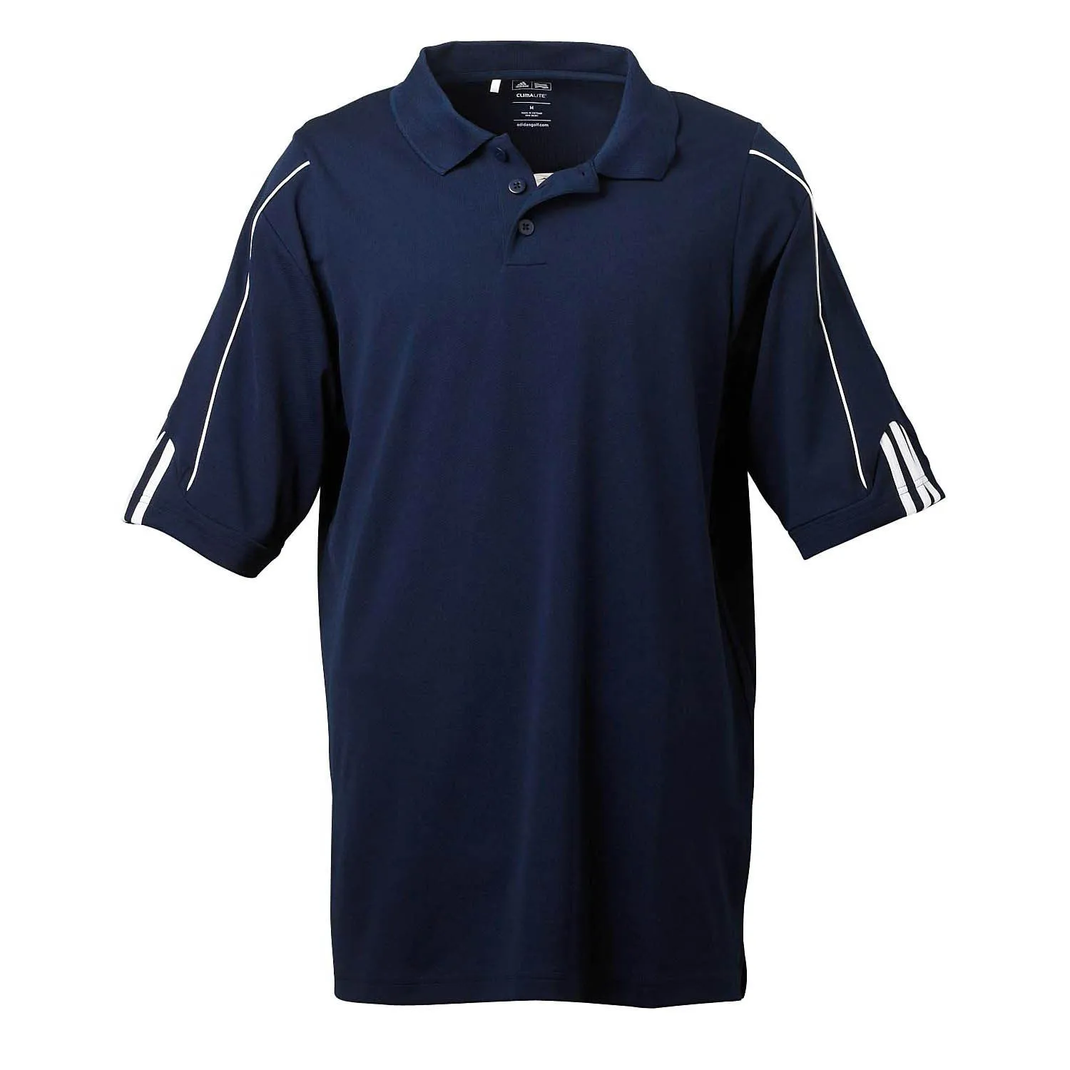 adidas Golf Men's ClimaLite Navy S/S 3-Stripe Cuff Polo