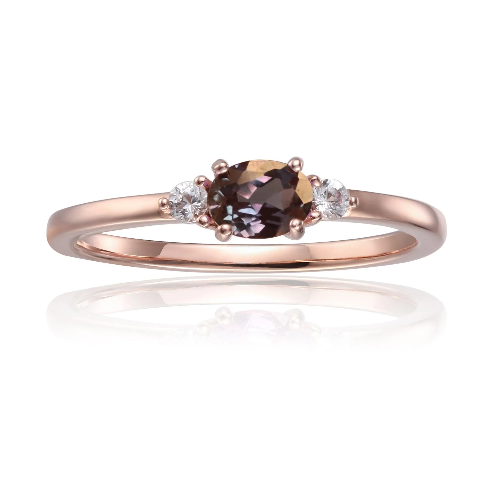 Alexandrite Oval Three Stone Ring