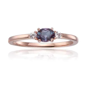 Alexandrite Oval Three Stone Ring