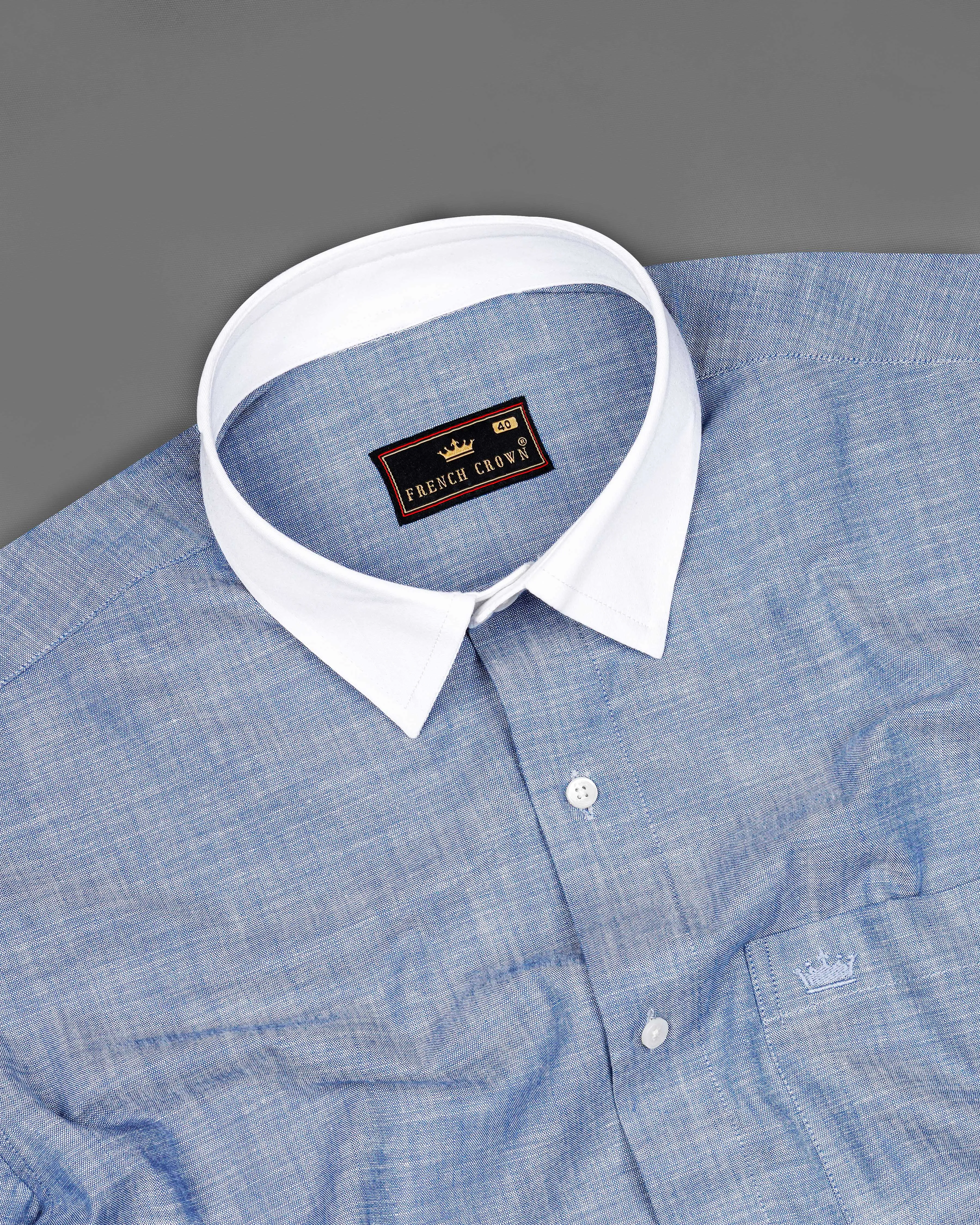 Amethyst Blue with White Collar Chambray Shirt