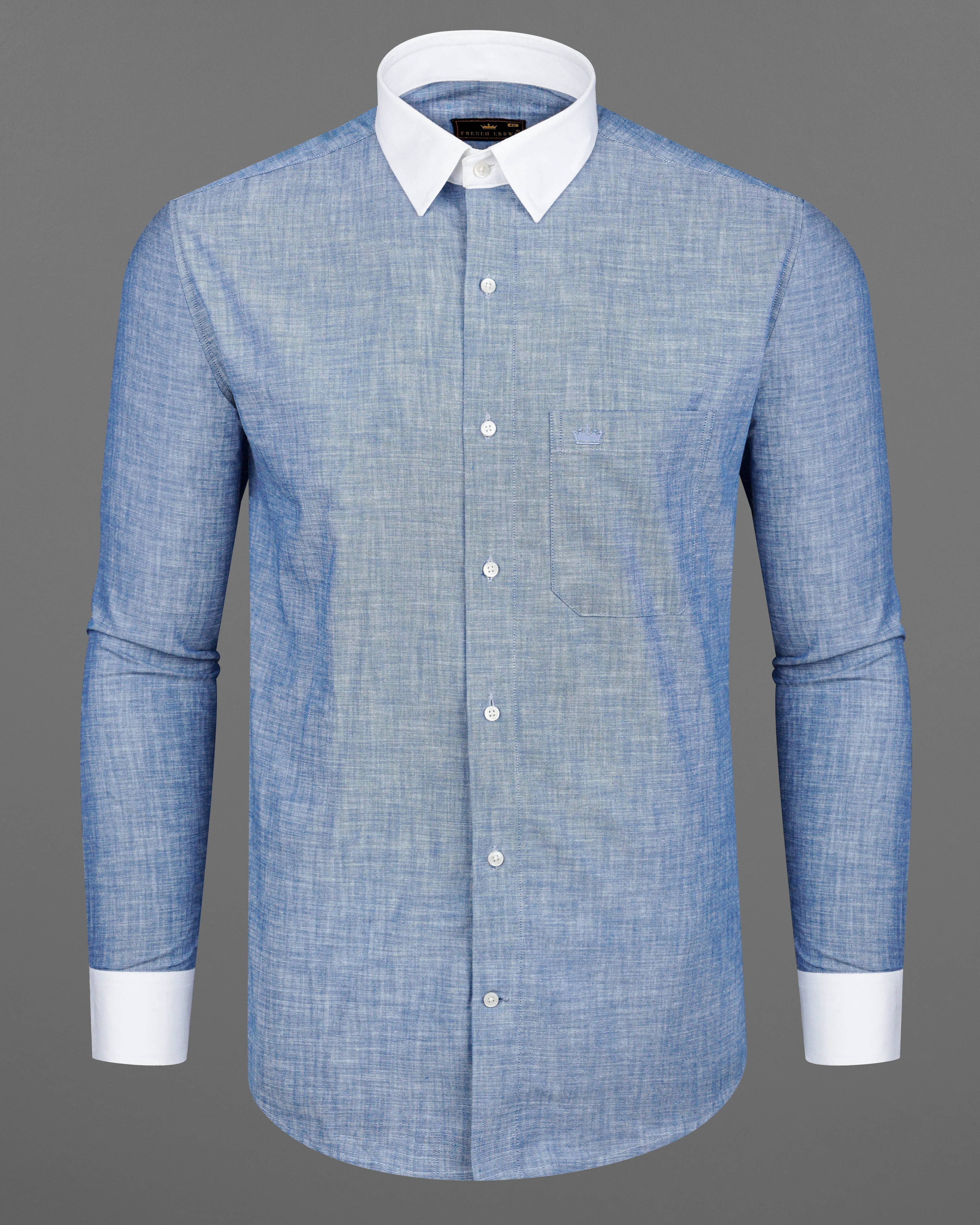 Amethyst Blue with White Collar Chambray Shirt