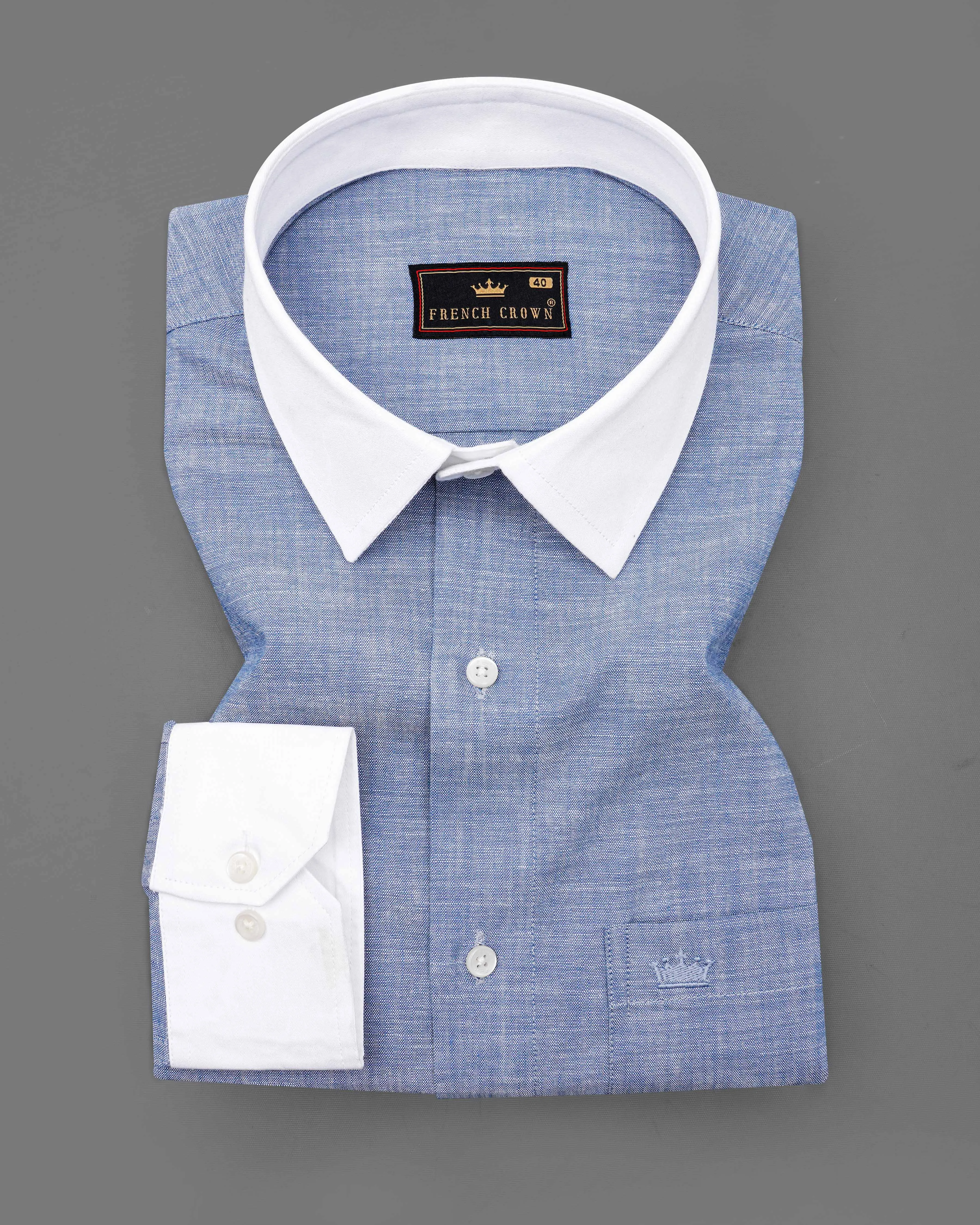 Amethyst Blue with White Collar Chambray Shirt