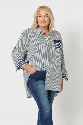 Anna Stripe Shirt | Navy