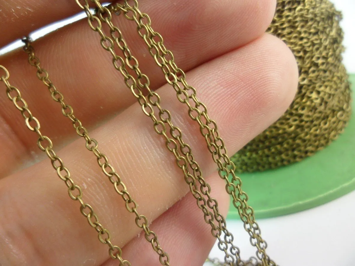 Antique Bronze Chain, 200 Meters - 660 Feet (1.5x2mm) Antique Bronze Tone Brass Soldered Chain - Y006