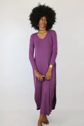 Aster Hooded Purple Maxi Dress