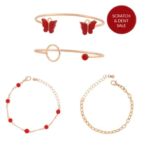 Bewitched Analeese Gold and Red  charms bracelet stack- Sample