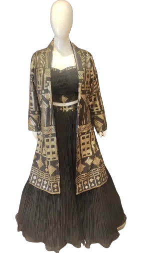 Black Georgette Lehenga Choli and Jacket with Sequins Work