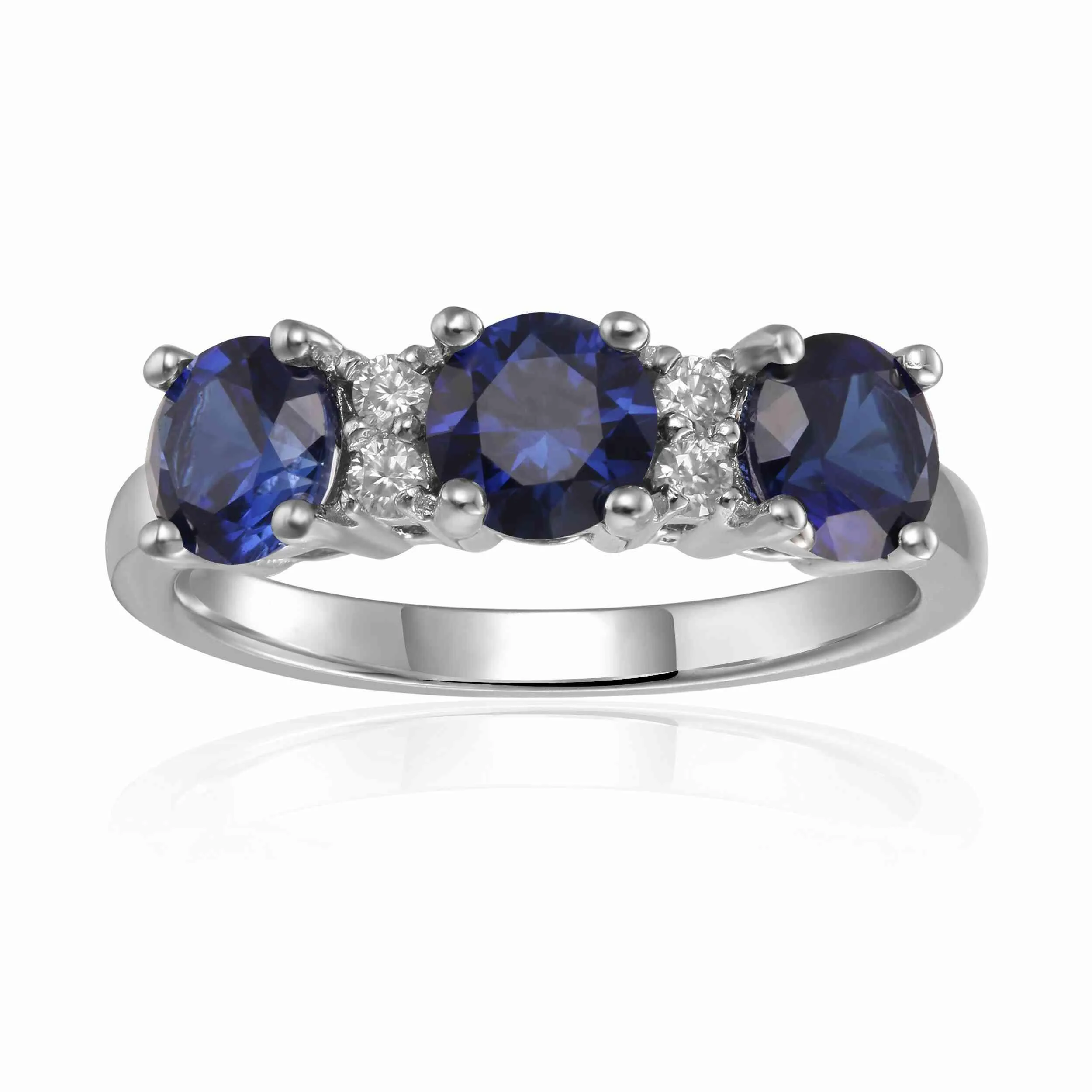 Blue Sapphire Three Stone Ring