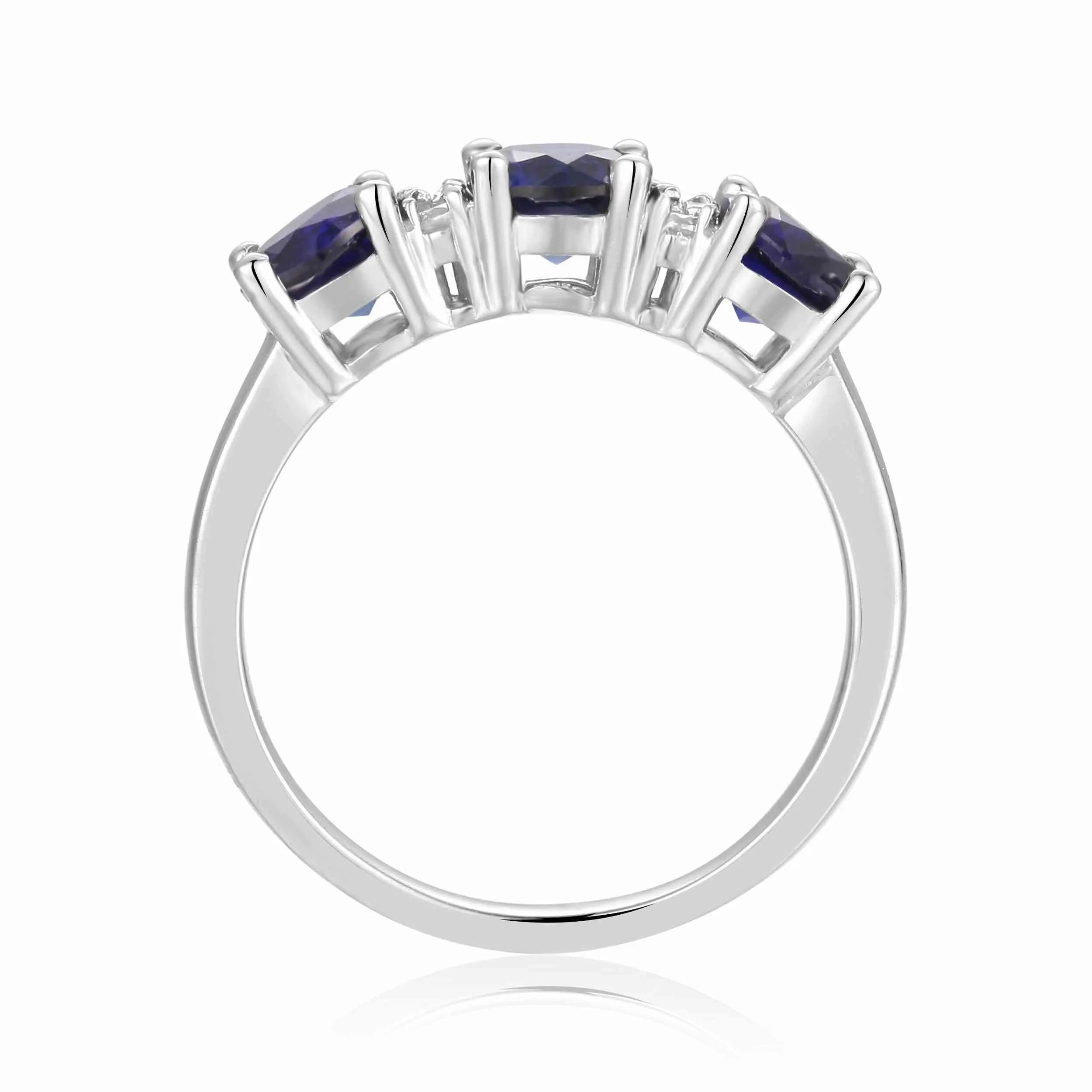 Blue Sapphire Three Stone Ring