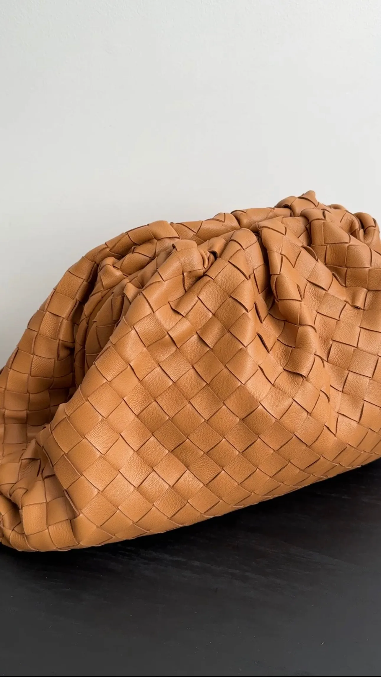 Bottega Veneta Caramel Intrecciato Leather Pouch Clutch Bag