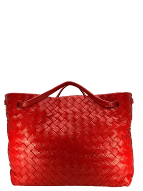 Bottega Veneta Red Intrecciato Nappa Leahter Garda Bag