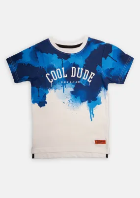 Boys Cool Dude Printed Blue T-Shirt