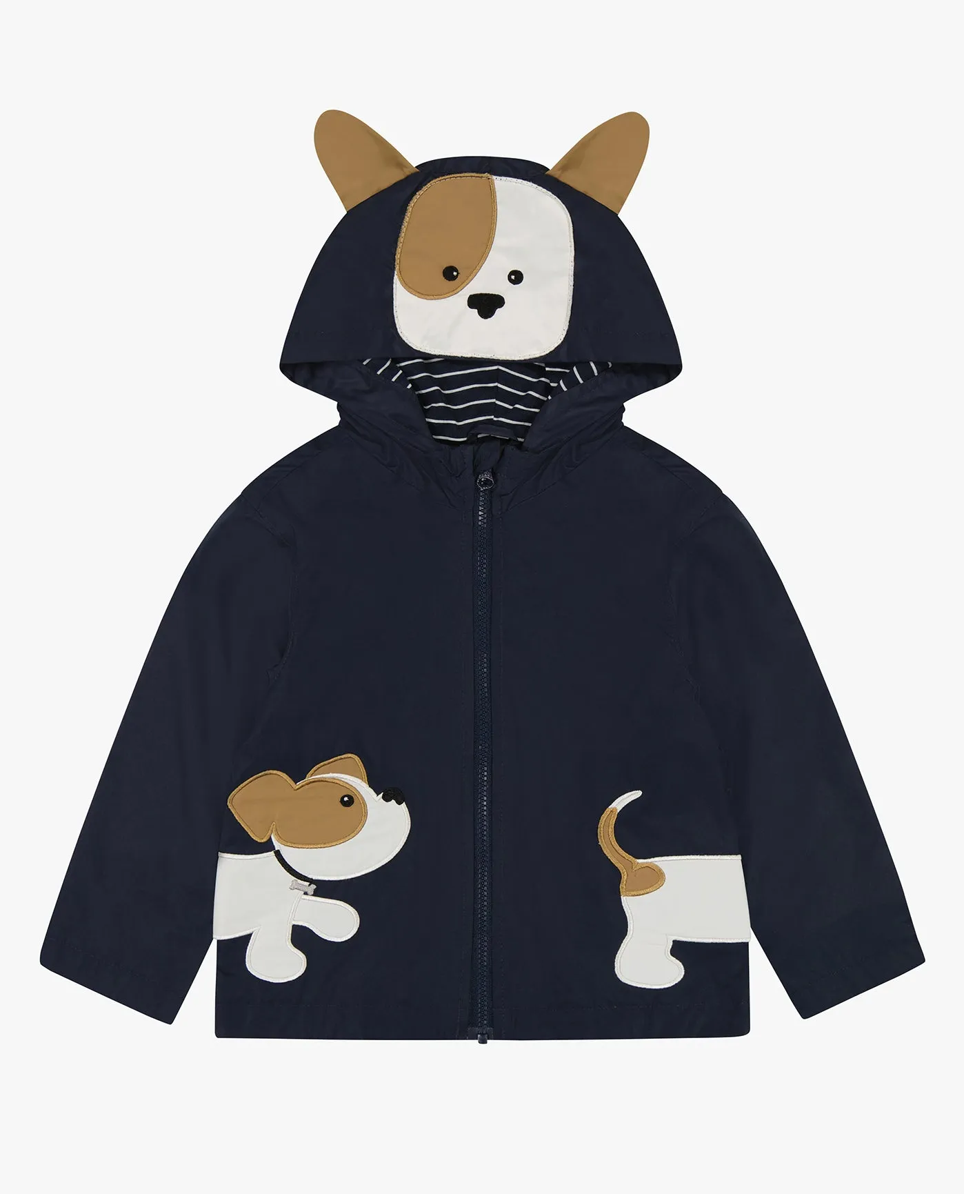 BOYS PUPPY ZIP FRONT HOODED RAINCOAT