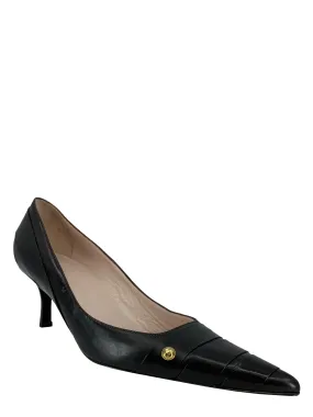 CHANEL Vintage Leather Pointed-Toe CC Stud Pumps Size 8