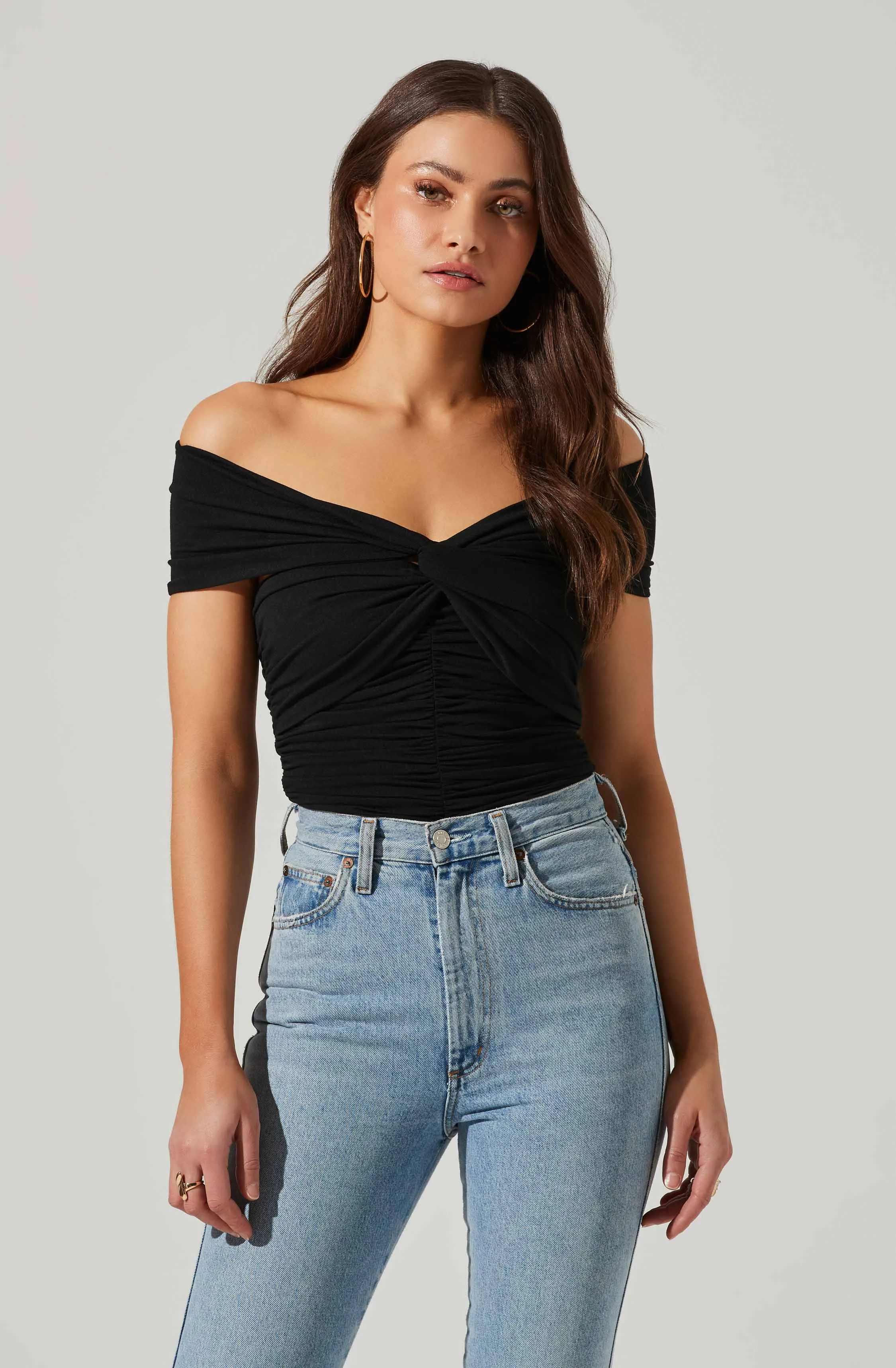 Cornelia Ruched Off Shoulder Bodysuit