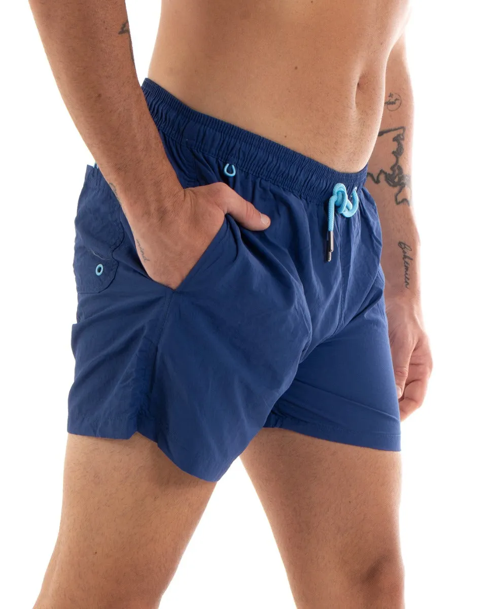 Costume Da Bagno Uomo Boxer Tinta Unita Elastico Blu Royal GIOSAL-SU1212A