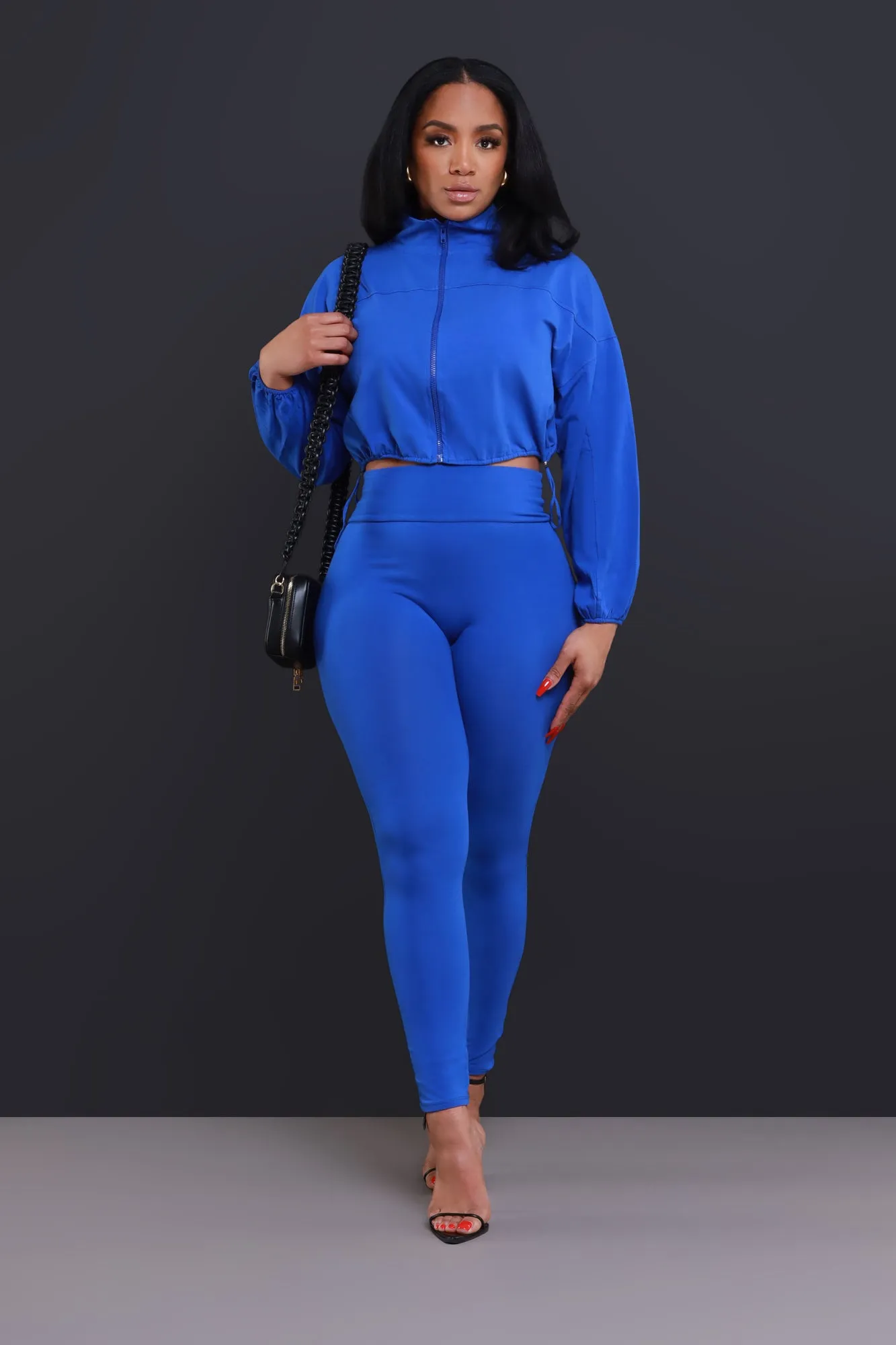 Cued Up Cropped Legging Set - Blue