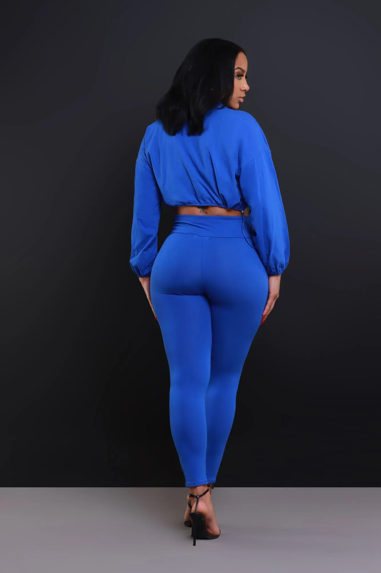 Cued Up Cropped Legging Set - Blue