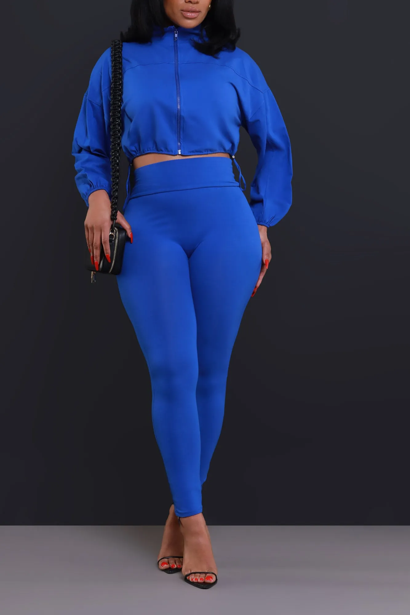 Cued Up Cropped Legging Set - Blue