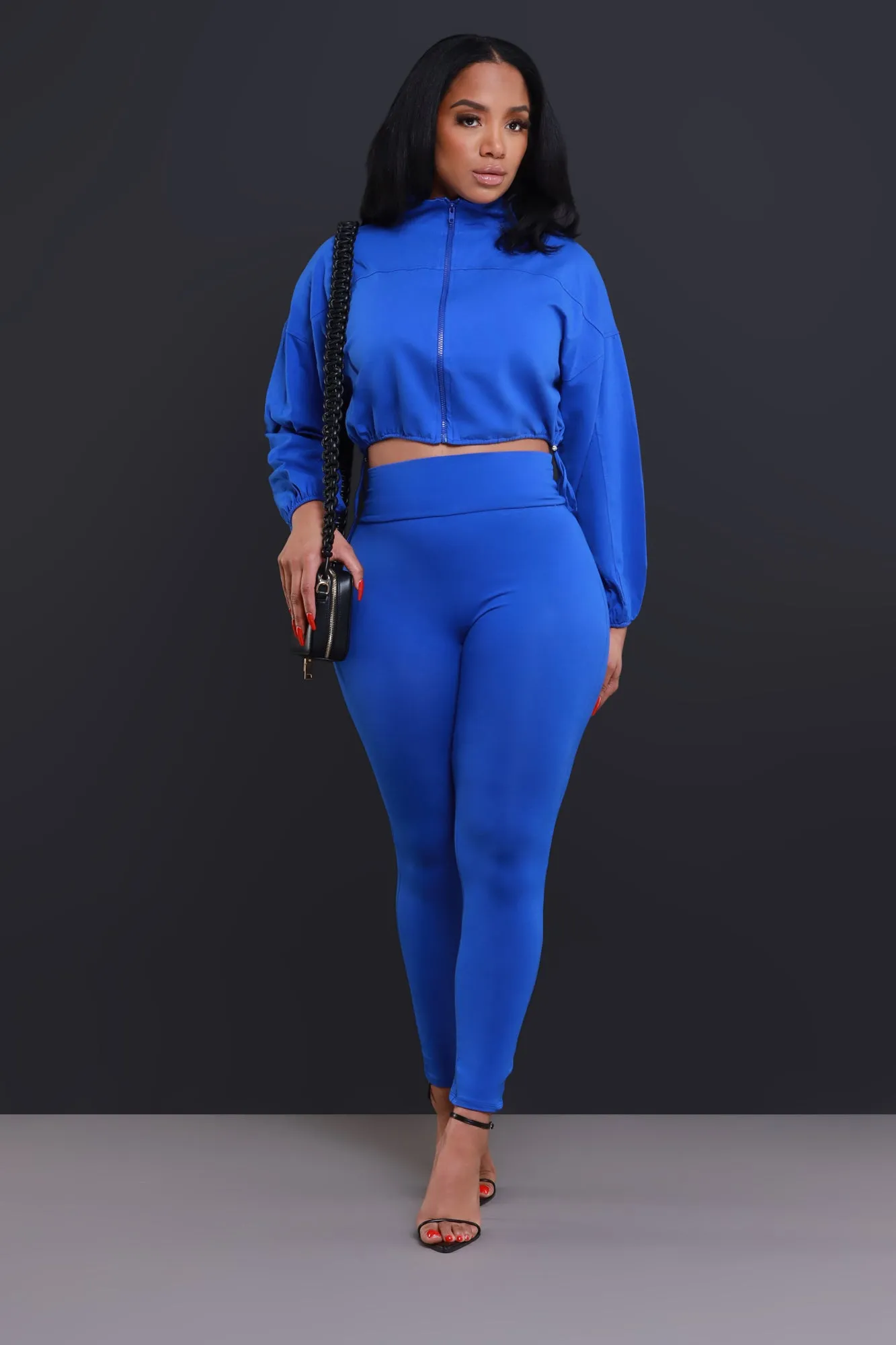 Cued Up Cropped Legging Set - Blue