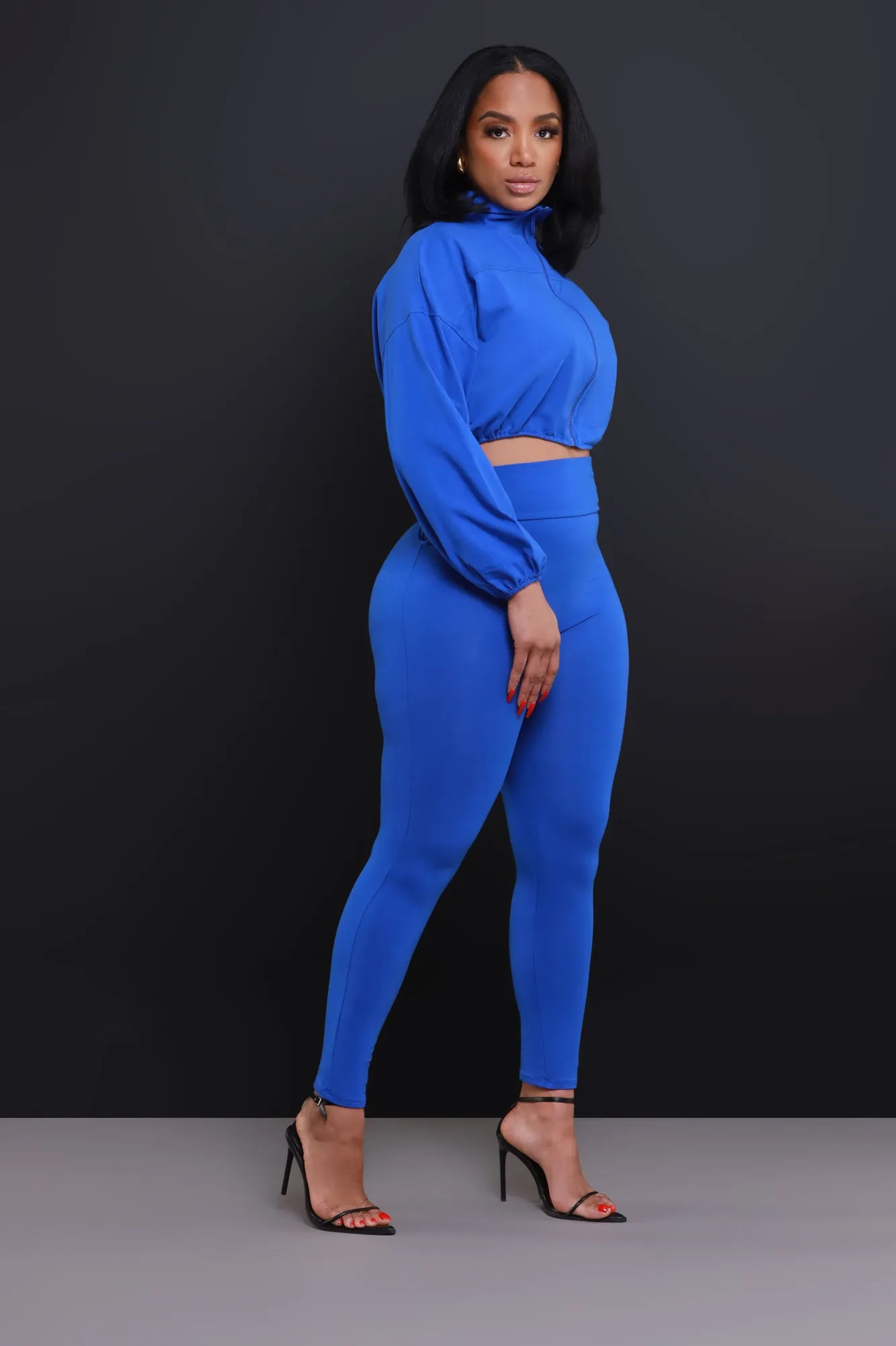 Cued Up Cropped Legging Set - Blue