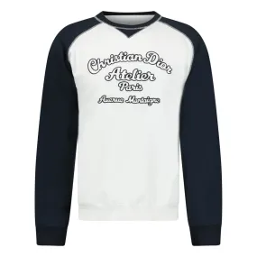 DIOR ATELIER WHITE & NAVY CREW NECK SWEATSHIRT