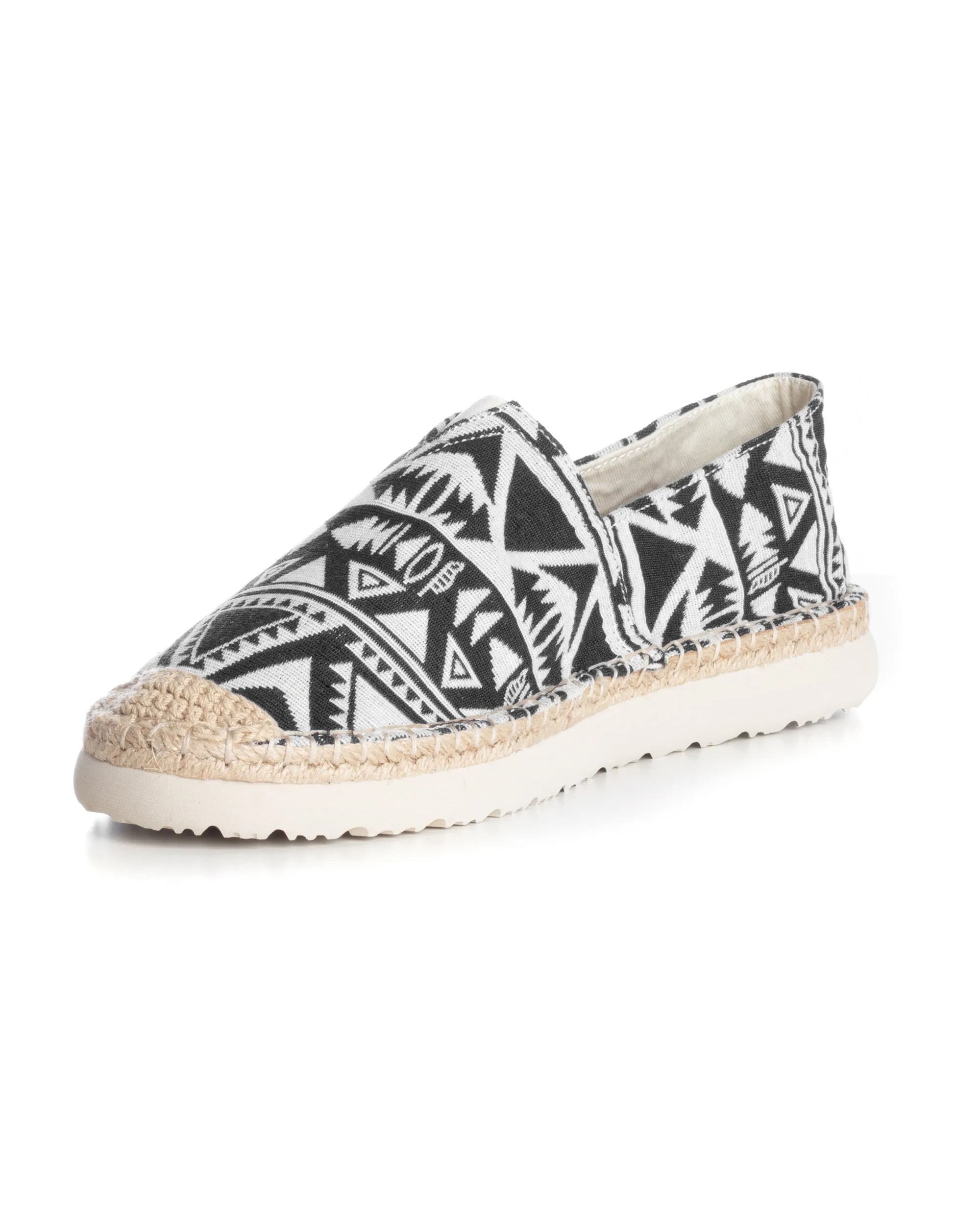 Espadrillas Scarpe Uomo Unisex Tela Estive Mare Fantasia Etnica Azteca Cotone Comode Leggere Nero GIOSAL-S1246A