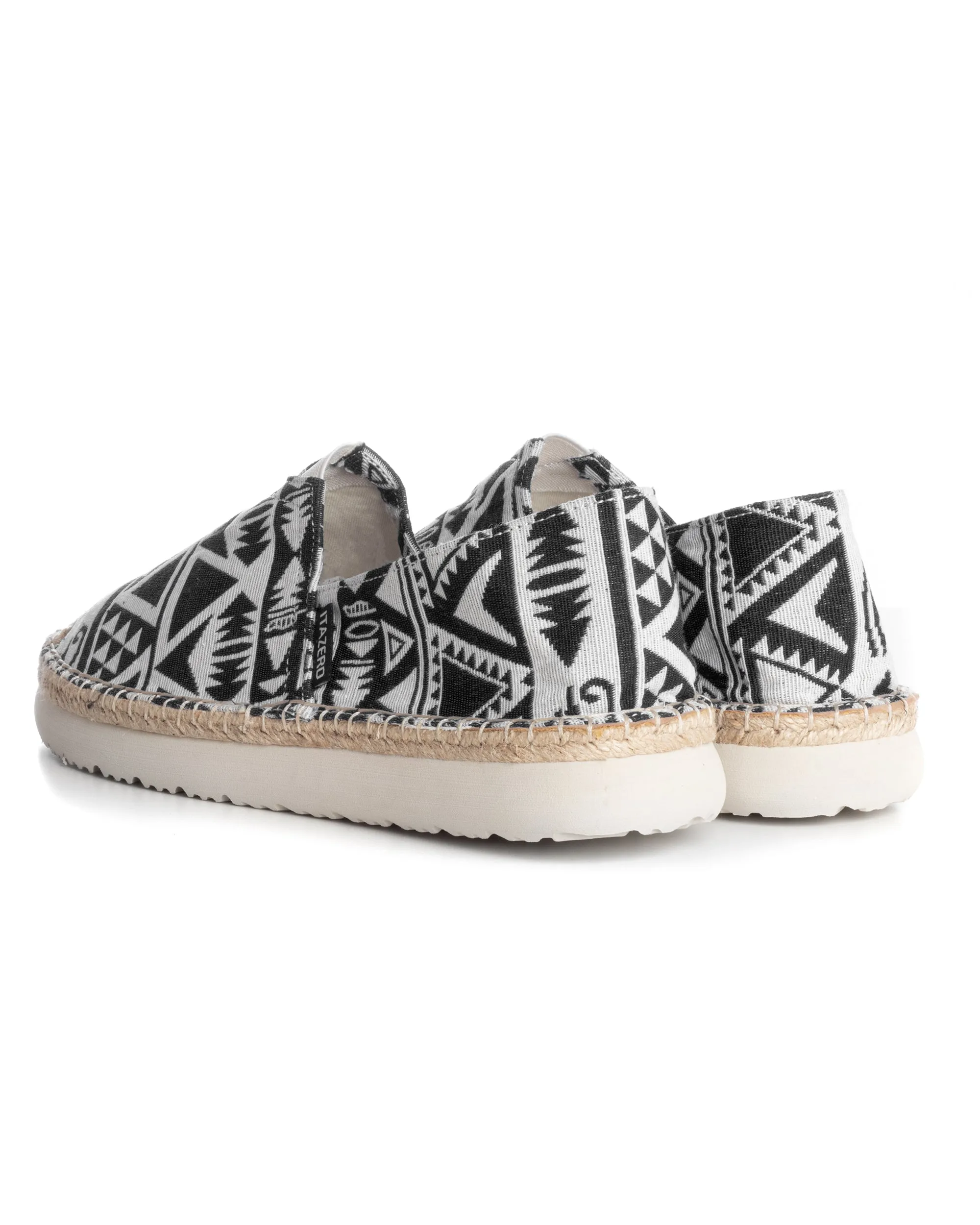 Espadrillas Scarpe Uomo Unisex Tela Estive Mare Fantasia Etnica Azteca Cotone Comode Leggere Nero GIOSAL-S1246A