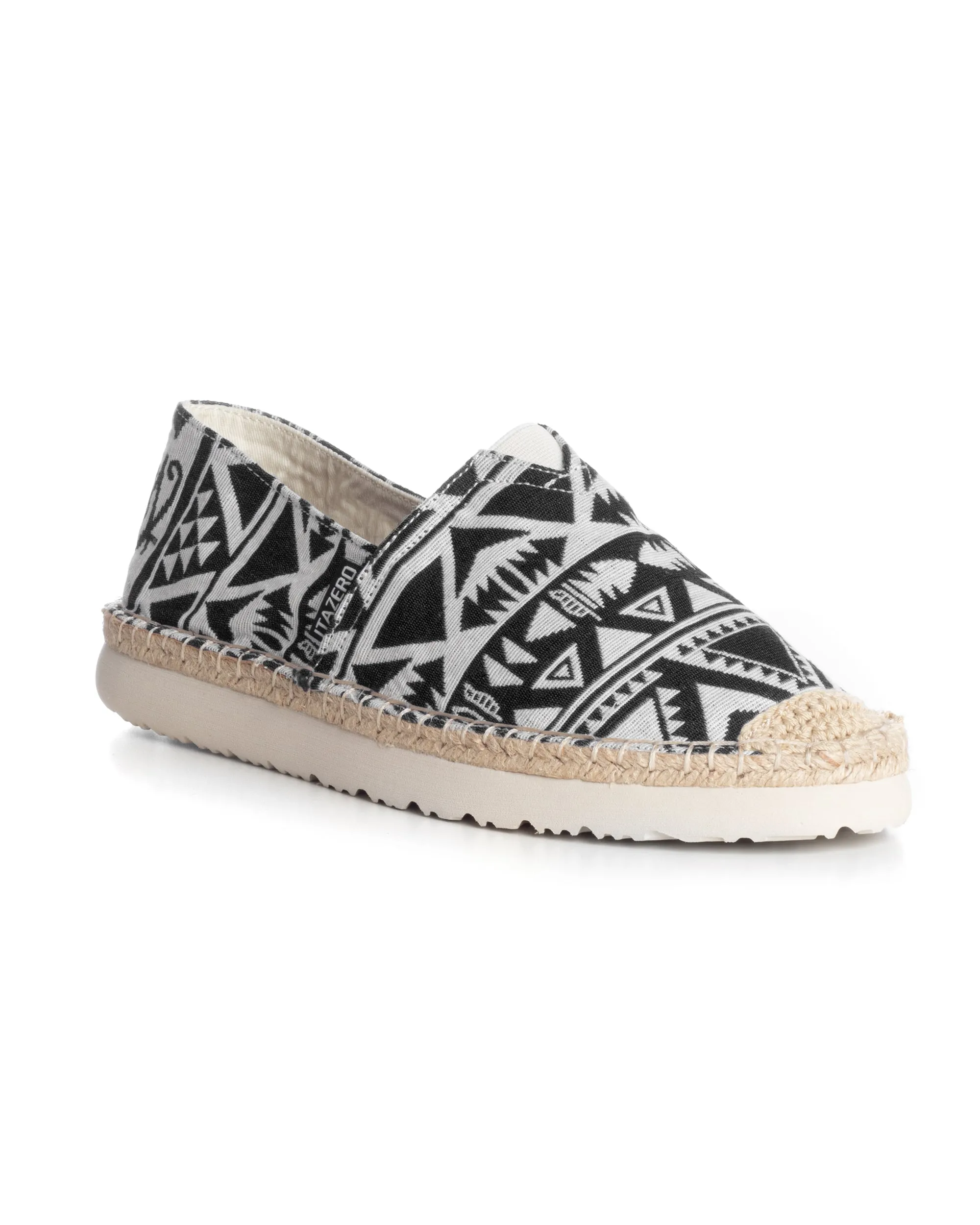 Espadrillas Scarpe Uomo Unisex Tela Estive Mare Fantasia Etnica Azteca Cotone Comode Leggere Nero GIOSAL-S1246A