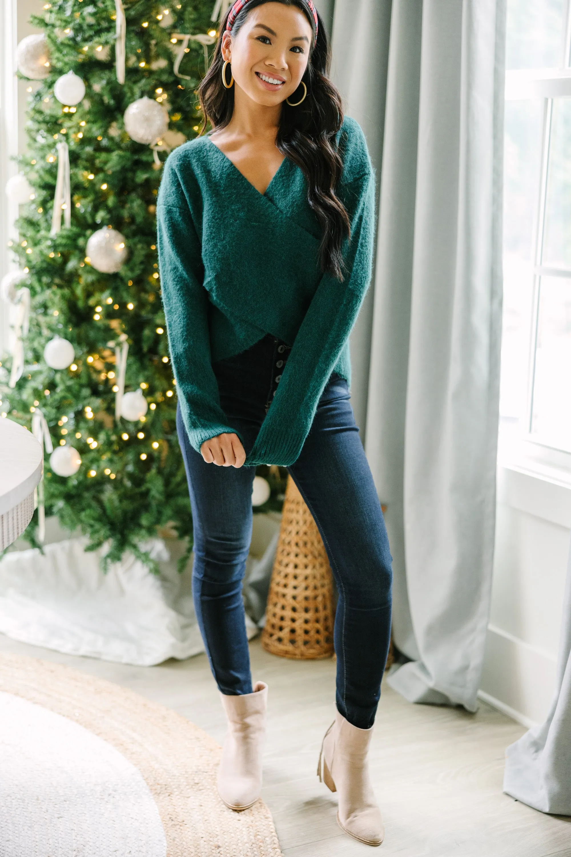 Feeling Your Best Self Emerald Green Sweater